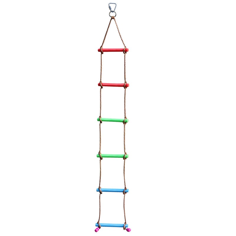 Rainbow Craft 6.6FT Climbing Rope Ninja Ladder for Kids - Kids Ninja Warrior Obstacle Course Accessories - Swing Rope Ladder - Image 1